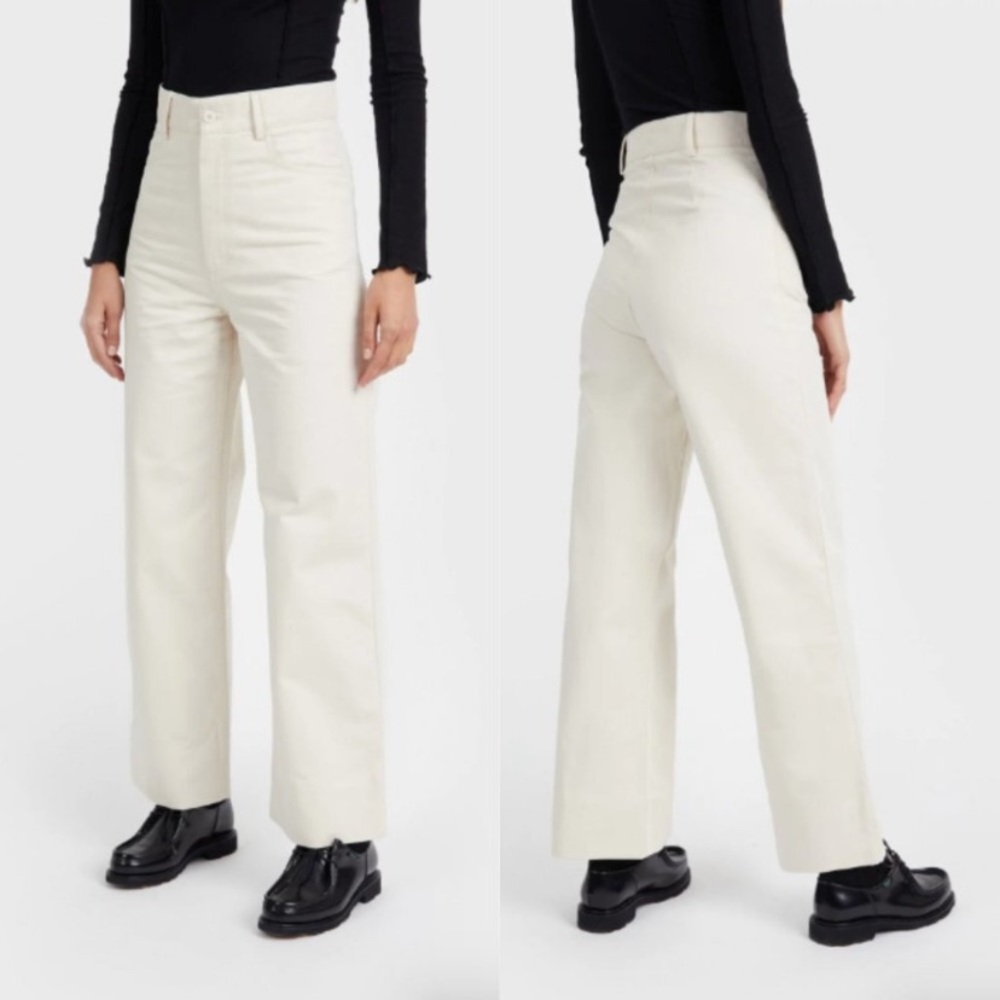 Baserange Navalo Ecru Undyed Off White Cream Organic Cotton Wide Leg Pants